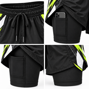 Pantalones Cortos Deportivos SEWPRO Personalizados 2 en 1 con Cintura Media, Cordón Ajustable, Forro de Compresión, Bolsillo para Teléfono, 125 GSM Exterior, 200 GSM Interior - Product Image 2