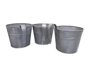 Seau à plantes en métal galvanisé, décoration rustique pour la maison, pot de fleurs, intérieur/extérieur, jardin, ferme, conteneur décoratif, accent décoratif - Product Image 3