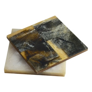Custom Design Pads and Coasters Home Decor Dinning Table and Restaurant Decor <b>Square</b> Flat Coasters Resin and Wood Combo Set - Product Image 1