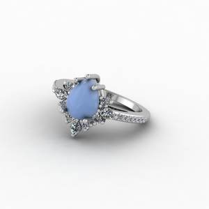 Anillo de Plata 925 con Baño de Oro, Diseño Vintage, Gema Azul en Forma de Lágrima, Elegante Halo en Forma de Pera, Cuarzo Engastado con Puntas, Banda Pavé, Regalo de Aniversario - Product Image 3