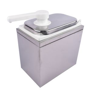 Dispenser per Salse in Acciaio Inox da 2L, Contenitore per Condimenti con Pompa, Erogatore per Bevande con Stazione di Erogazione - Product Image 1
