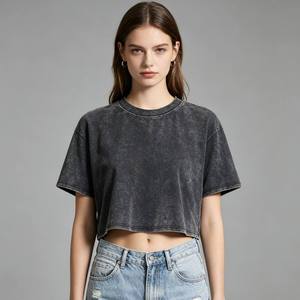 Camiseta Corta de Verano para Mujer, 100% Algodón, 120g, Estilo Vintage Lavado, con Impresión Personalizada, Secado Rápido y Ecológica - Product Image 4