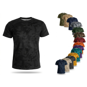 Camiseta de Manga Corta con Diseño de Camuflaje Personalizado, Ropa Casual para Exteriores, Cuello Redondo, Prenda de Verano para Hombre - Product Image 1