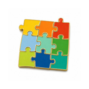 Pin de solapa de rompecabezas personalizado al por mayor, insignia de metal troquelada de esmalte suave, broche de unión entrelazada OEM para fanáticos del manga Bigfoot - Product Image 6