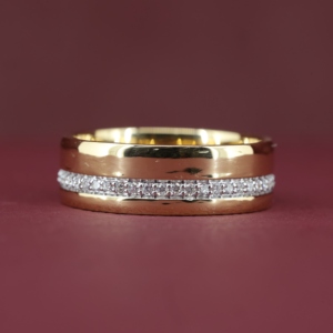 925 Sterling Silver 14K Gold Plated Rose Gold Plated Engagement Hiphop Pave Moissanite Middle Line <b>Large</b> Wide Band <b>Ring</b> - Product Image 1