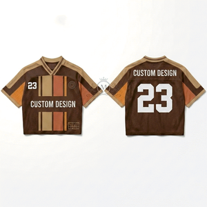 Maillot de basket personnalisé marron à col en V, manches courtes, respirant, en polyester, pour homme adulte, numéro 23 - Product Image 1