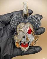 Pendentif Mickey Mouse 3D personnalisé en argent sterling 925 plaqué or avec moissanite, bijoux hip-hop pour homme