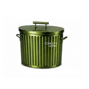 ถังเก็บของรูปวงรีโลหะสีทองพร้อมฝาปิด ถังขยะในบ้านดีไซน์หรูหรา - Product Image 2