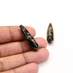 Piedras Preciosas Sueltas de Obsidiana Negra Natural de Mohave, Forma de Lágrima, 9x30mm, de Alta Calidad, para Joyería - Product Image 6