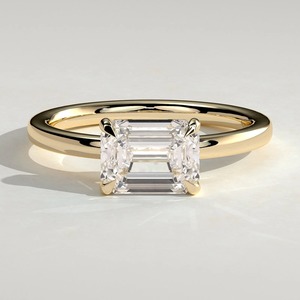 Anillo de compromiso de diamantes con corte esmeralda en oro sólido de 14k con diamantes laterales, estilo moderno, certificado IGI, para mujer - Product Image 1