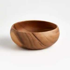 Tazón de Madera Hecho a Mano, Redondo, Natural, Artesanal, Decoración del Hogar, Estilo Rústico - Product Image 1