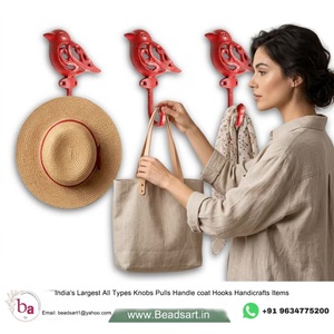 Porte-manteau mural multifonctionnel en métal rouge, style rustique, motif animal, crochet simple, installation par perçage - Product Image 2