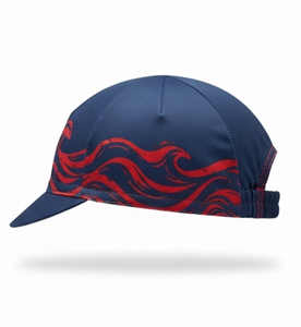 Casquette de sport unisexe d'extérieur, motif vague abstraite bleu-rouge, en polyester respirant, pour adultes 56-58CM, printemps-été, emballée dans un sac PP - Product Image 3