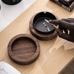 Cendrier en bois avec couvercle, cendrier pour salon, bureau, accessoire pour fumeurs d'intérieur - Product Image 4