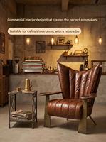 Fauteuil club en cuir véritable marron capitonné rétro vintage 1919