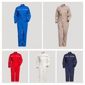 Combinaison de travail bleu marine pour hommes avec bandes réfléchissantes argentées, uniforme de sécurité à manches longues - Product Image 2