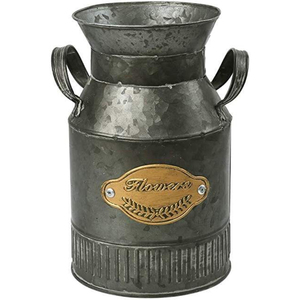 Stylish Galvanized Milk Cane With Side Wooden Handle Metal Flower Planter for Home and Garden Decor Handmade Planters - Product Image 4