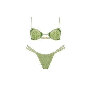 Conjunto de Bikini Negro con Detalle de Borlas, Mini Conjunto de Dos Piezas, Escote Halter y Braguita con Tirantes, Traje de Baño Ajustado - Product Image 4