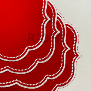Ridhi Wholesale Red Table Linen <b>Placemat</b> with White Embroidery 14x20" Eco-Friendly Reusable Fabric Mats for Hotel, Wedding, Home - Product Image 2
