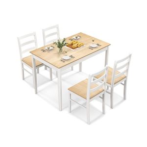 Ensemble de salle à manger élégant en bois 5 pièces comprenant une table rectangulaire et 4 chaises - Product Image 1
