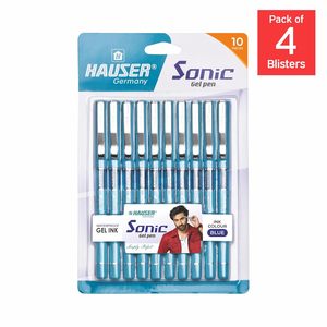 Unique Design Plastic Body Hauser Sonic 0.5MM Gel Pen Stylish Metal Clip Refillable & Waterproof Black/Blue Ink Blister Pack - Product Image 6