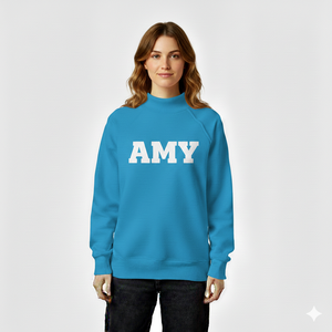 เสื้อสเวตเชิ้ตคอกลมสีส้มสำหรับผู้หญิง พร้อมเสื้อสเวตเชิ้ตคอเต่าสไตล์ Amy Modern ทรงเข้ารูป คอริบบ์ ผ้าฝ้ายเนื้อนุ่ม - Product Image 2