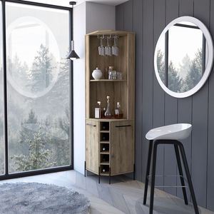 Mueble Bar Reese de Doble Puerta con Cinco Botelleros Integrados y Cuatro Estantes Interiores, Diseño Elegante en Esquina - Product Image 1