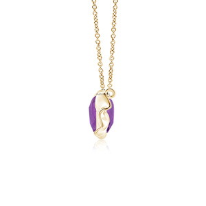 Pendentif ovale en améthyste, or 10K 14K 18K, argent 925 935, sertissage clos, tendance, plaqué rhodium, pour femme, anniversaire - Product Image 4