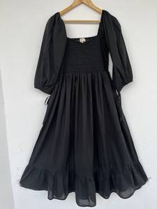Robe décontractée tendance pour femmes et jeunes filles, en pur coton, longueur genou, col en V, manches longues, coupe évasée, imprimé floral indien, idéale pour l'été et les soirées. - Product Image 2