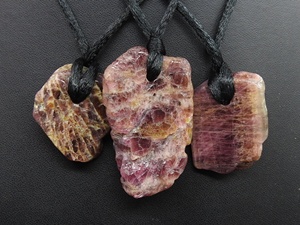 <b>Pink</b> Tourmaline Natural Rough Pendant-Top Front <b>Drilled</b> 3MM Hole Smooth Polished 25-35MM Size PMEGEMSBEADS CJ Model for Necklace - Product Image 6