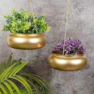 Powder Coated Durable Metal Hanging <b>Basket</b> Flower Pot with Chain for Balcony and Living Room Home Garden Decor - Product Image 2