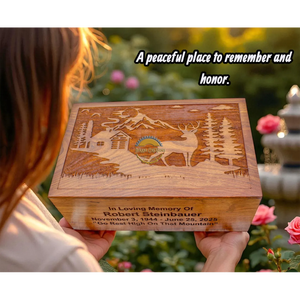 Ocean Inspired Resin & Natural Wood Cremation Urn Handmade Blue Wave Funeral Ashes <b>Box</b> by AYAANS - Product Image 1