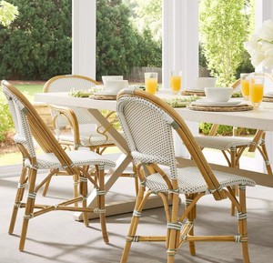 Chaise de salle à manger en rotin naturel pour patio extérieur, chaise bistrot en osier artisanale pour balcon couvert, jardin, restaurant, mobilier - Product Image 3