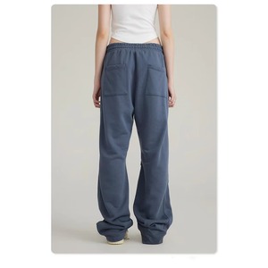 Men's <b>Black</b> Cotton Straight Acid Flat Sweatpants Elastic Waist Drawstring Casual <b>Pants</b> Side Pockets Quick Dry Breathable Autumn - Product Image 3