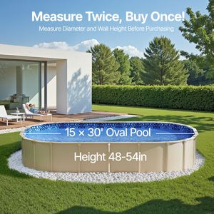 Telo di copertura ovale durevole per piscina fuori terra, stile a sovrapposizione, 15 x 30 piedi, altezza parete 48-54 pollici, spessore standard - Product Image 3