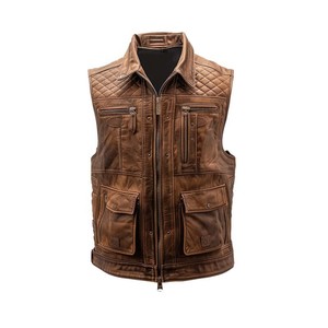 Chaleco de Cuero Vacuno Vintage Transpirable de Verano Estilo Americano, Chaleco de Cuero Premium con Diseño Integral de Piel de Vaca - Product Image 5