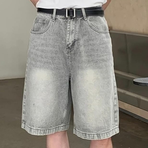 Shorts en jean délavé personnalisés avec logo, unisexe, style streetwear, coupe ample, vintage – Fournisseur - Product Image 2