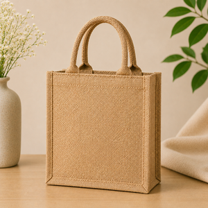 Bolsa de Compras de Yute Ecológica, Tamaño Mediano, Moderna, Reutilizable, Promocional, Diseño 'Good Things Take Time' - Product Image 6