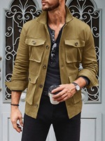 Veste d'extérieur classique et pratique à col montant, avec détails de compartiments fonctionnels, style décontracté et tendance