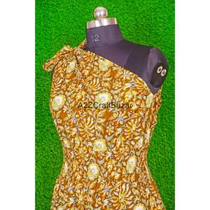 Vestido Midi Bodycon Hecho a Mano con Hombros Descubiertos, Túnica Femenina de Algodón, Elegante Estampado Floral, Cómodo para Fiesta o Playa, con Botones - Product Image 5