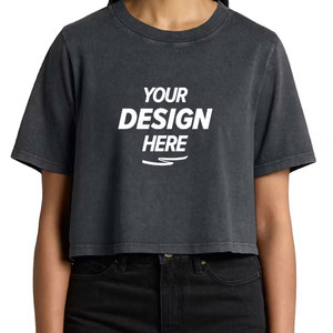 Women Custom Branding <b>White</b> Crop Top T-<b>Shirt</b> Drop Shoulder Plain Merch Display Screen print Graphic <b>Cropped</b> Tee <b>Shirt</b> - Product Image 1