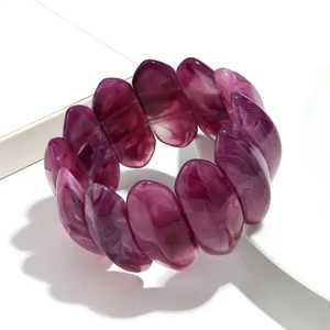 Bracelet en résine en forme de cœur, élastique, couleur unie, perles tridimensionnelles, bijoux pour femmes, cadeau, artisanat en résine - Product Image 4