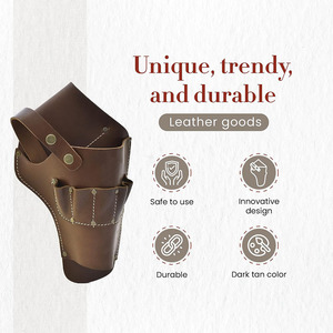 Étui en cuir véritable robuste pour perceuse sans fil avec boucle automatique en alliage et ceinture réglable pour usage unisexe - Support pour outils électriques - Product Image 3