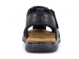 Sandales noires en cuir véritable pour hommes à brides croisées, bout ouvert, fermeture auto-agrippante, décontractées, confortables pour l'été, semelle extérieure en caoutchouc, semelle intermédiaire en liège - Product Image 2