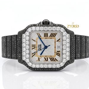 Reloj de Lujo con Esfera Cuadrada Plateada y Piedras de Circonio Cúbico para Hombre, Reloj de Pulsera de Cuarzo de Acero Inoxidable - Product Image 3