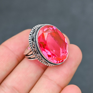 Magnifique bague en pierre précieuse Kunzite rose tendance et moderne, en argent sterling 925 massif, bijoux faits à la main, prix d'usine en gros - Product Image 2