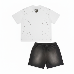 Ensembles de t-shirts pour hommes 100 % coton avec logo, ensemble décontracté d'été deux pièces short et t-shirt, imprimé sérigraphié, ensembles courts oversize pour hommes - Product Image 3