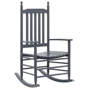 Fauteuil à bascule standard en bois de peuplier gris, mobilier domestique confortable - Product Image 1