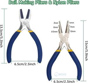 Stainless Steel Jewelry Making 6-In-1 <b>Pliers</b> <b>Set</b> with Bail Making Flat Nose Jump Ring Craft Tools Blue - Product Image 2