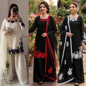 NOUVEAU LANCEMENT : Ensemble Salwar Kameez Traditionnel Pakistanais en Tissu Coton Fendi pour Femme, avec Haut, Bas et Dupatta en Coton Intérieur, Idéal pour les Fêtes - Product Image 2